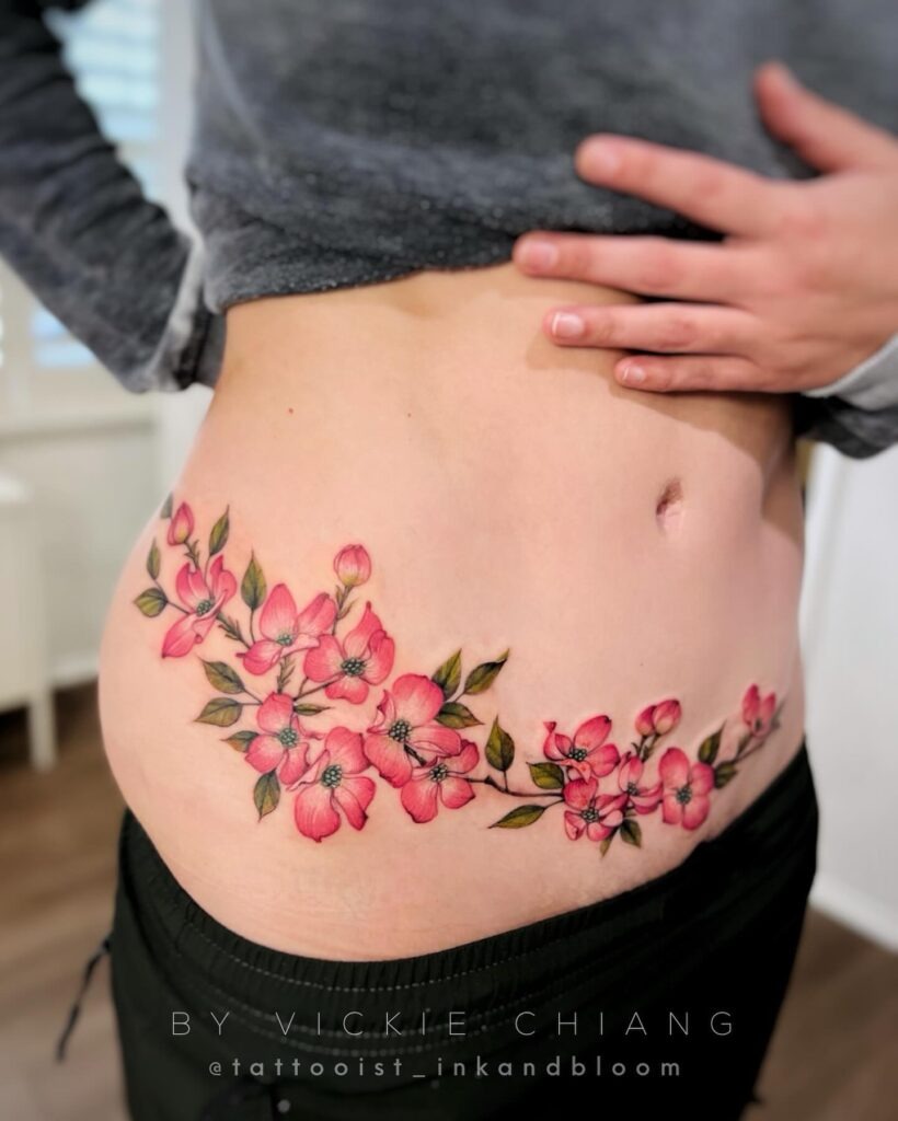 Minimalist Flowing Line Waist Tattoo Tattoo Design