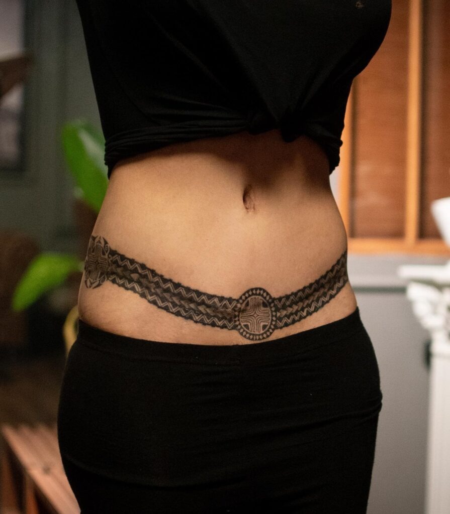 Ornamental Lotus Waist Tattoo Tattoo Design