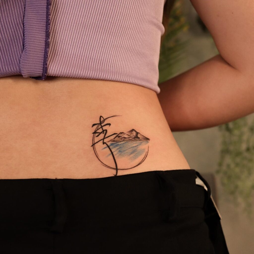 Personal Mountain and River Waist Tattoo Tattoo Design