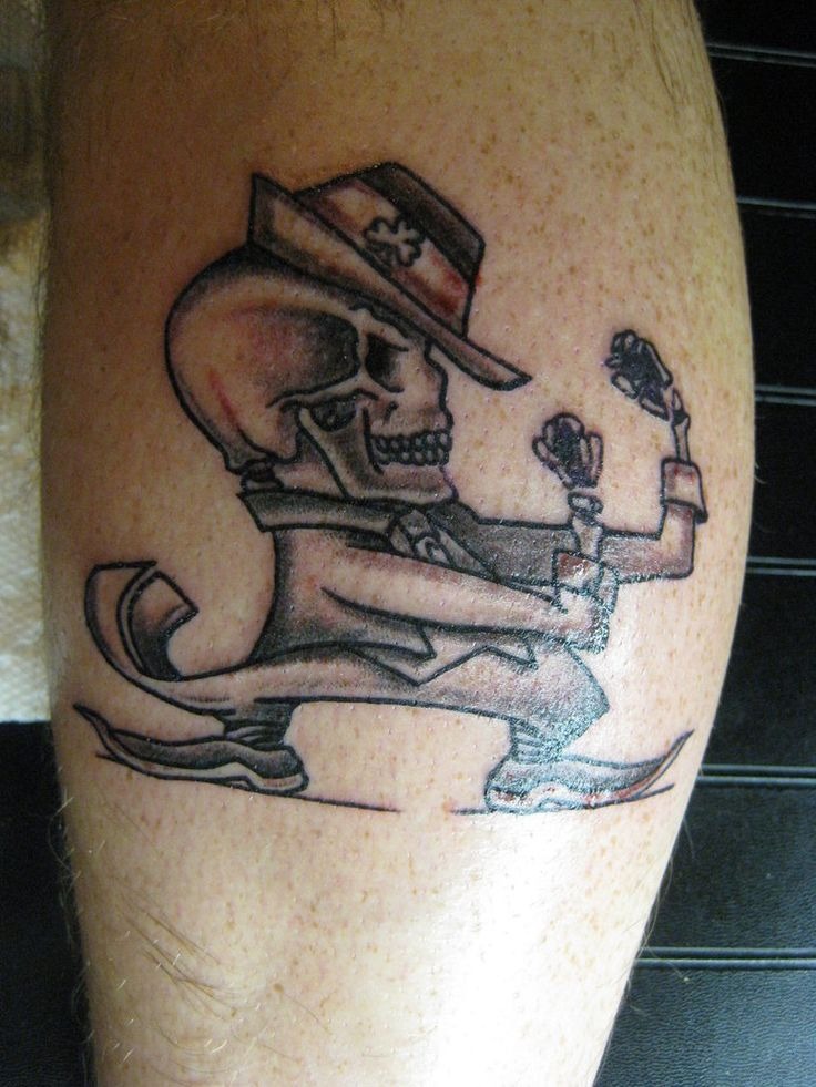 Cowboy Skeleton Riding a Horse Tattoo Design