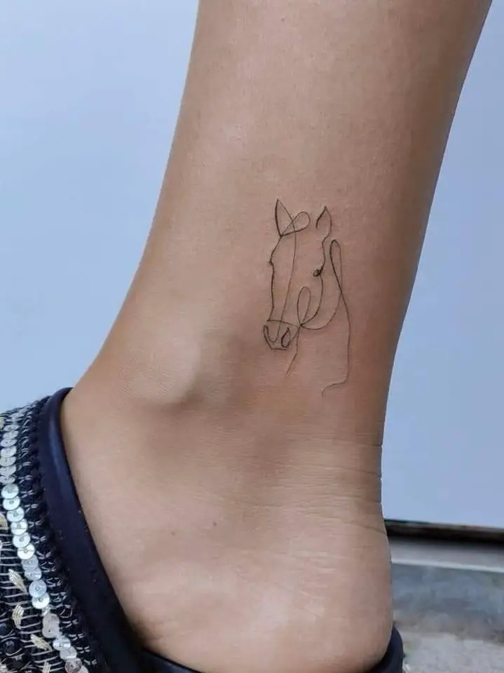 One-Line Horse Tattoo Tattoo Design