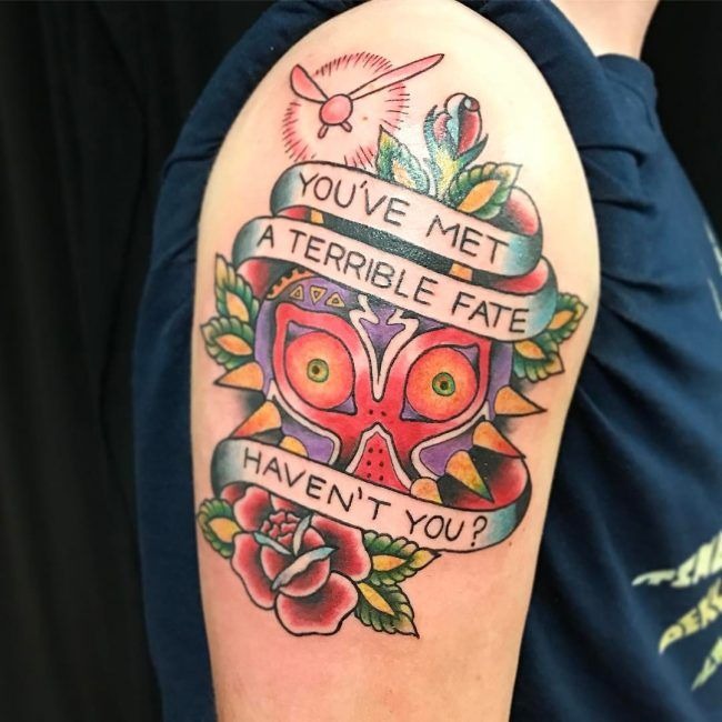 Delicate Floral Master Sword Tattoo Tattoo Design