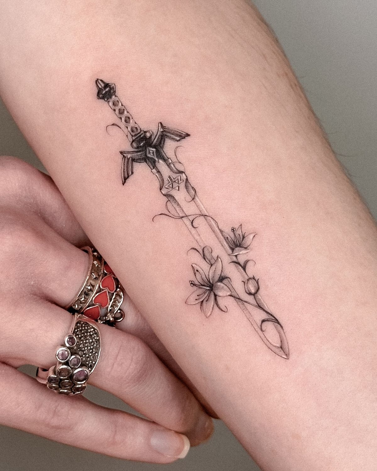 Forearm Princess Casting Triforce Spell Tattoo Design