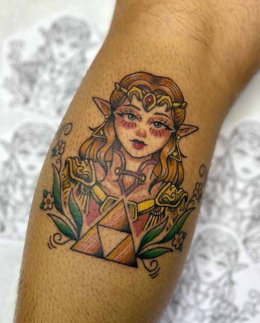 Watercolor Master Sword Energy Tattoo Design