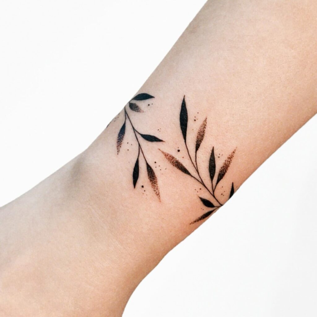Bold Botanical Wristband Tattoo Tattoo Design