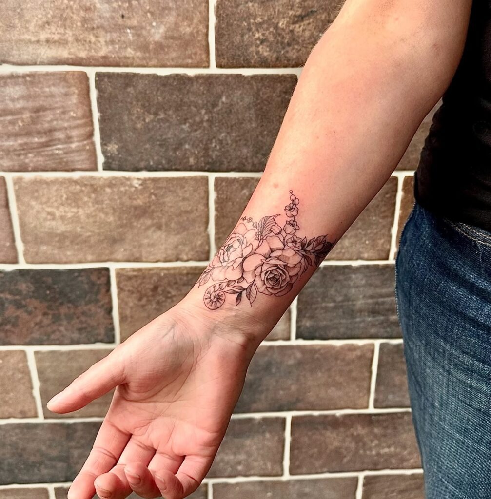 Elegant Garden Wrist Wrap Tattoo Tattoo Design