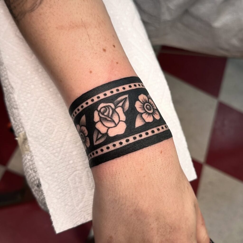 Floral Band Wrist Tattoo Tattoo Design