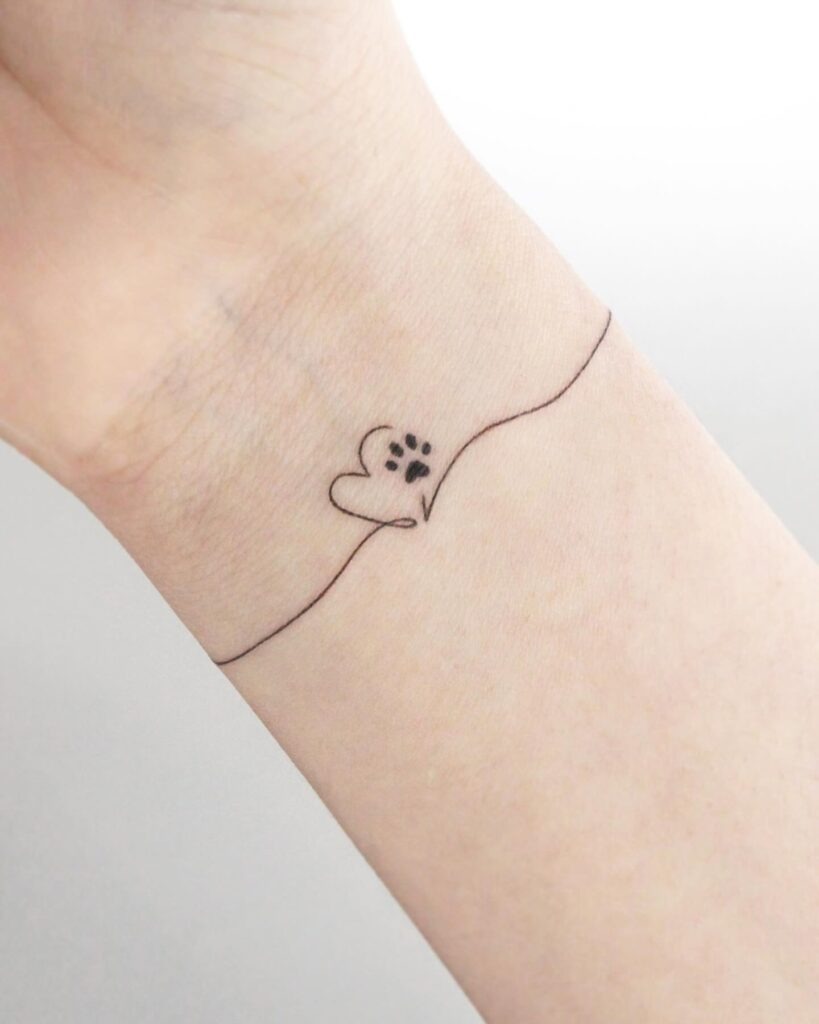 Heart and Paw Print Bracelet Tattoo Tattoo Design