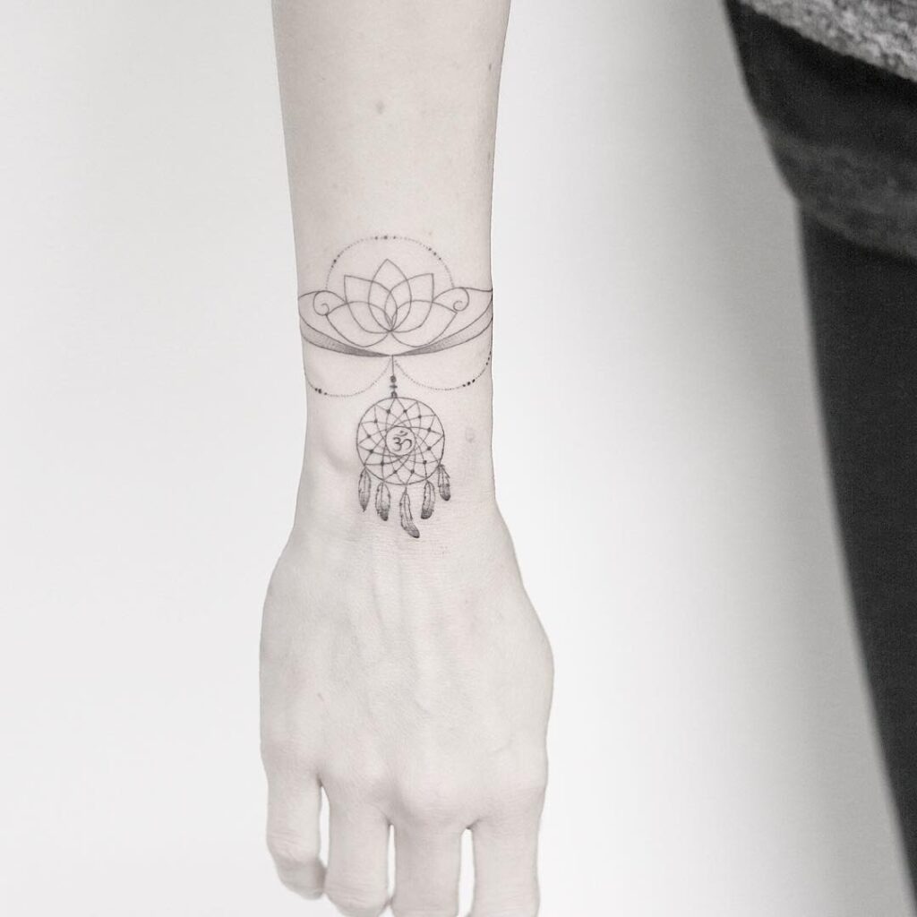 Lotus and Dreamcatcher Bracelet Tattoo Tattoo Design