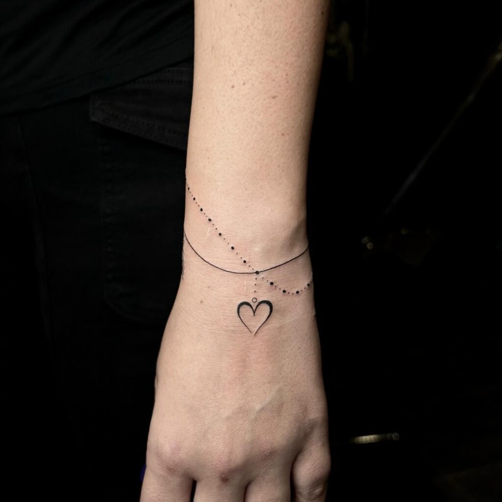 Minimal Heart Drop Bracelet Tattoo Tattoo Design