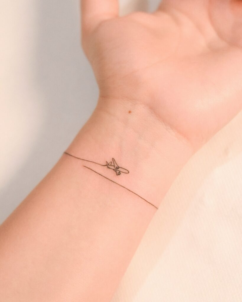 Minimalist Airplane Bracelet Tattoo Tattoo Design