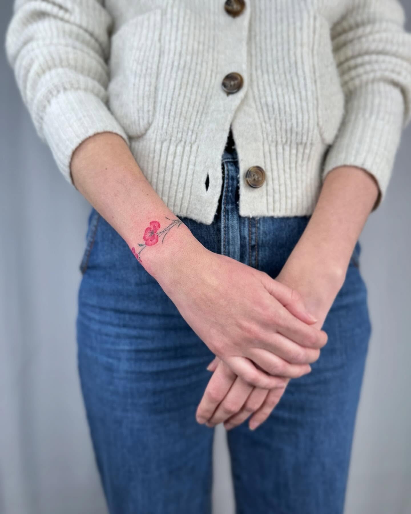 Red Poppy Wrist Bracelet Tattoo Tattoo Design