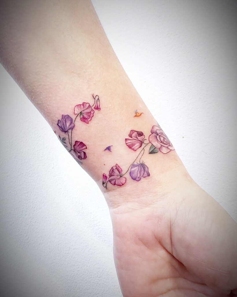 Watercolor Floral Wrist Garland Tattoo Tattoo Design