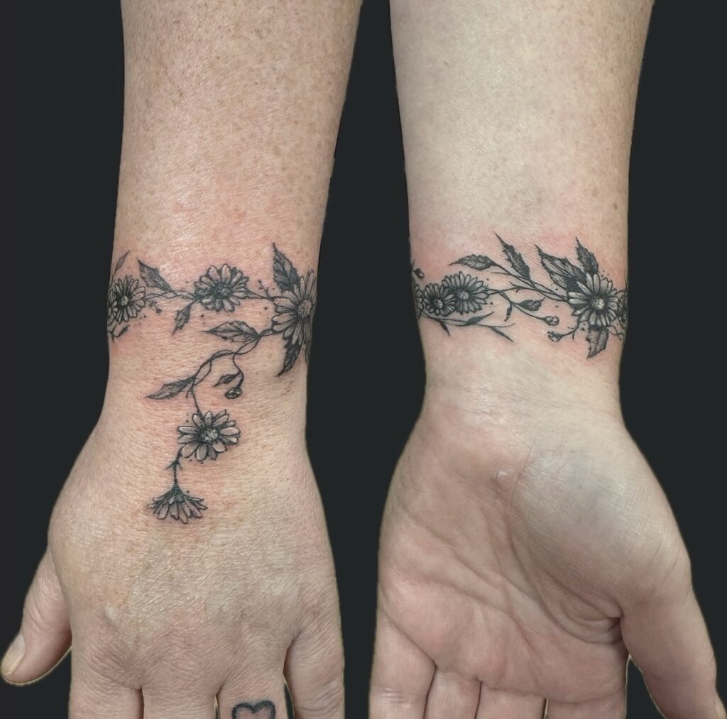 Wildflower Garland Wrist Tattoo Tattoo Design