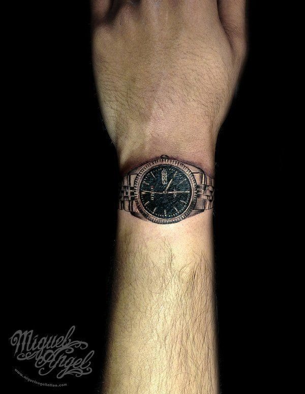 A Cool metal watch Wrist Tattoo for Men Tattoo Design