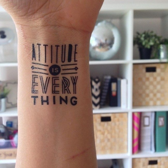 Attitude is Everything Motivation and Reminder Wrist Tattoo Tattoo Design
