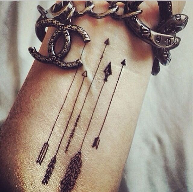 Thinly painted arrows’ wrist tattoo Tattoo Design