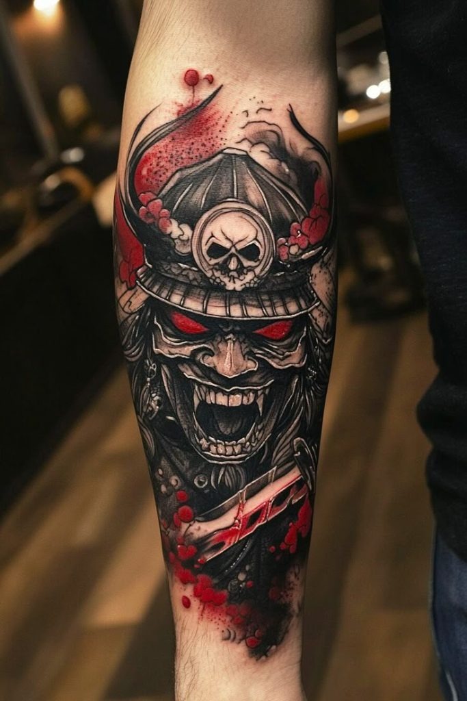Black and Gray Traditional Japanese Arm Tattoo Tattoo Design