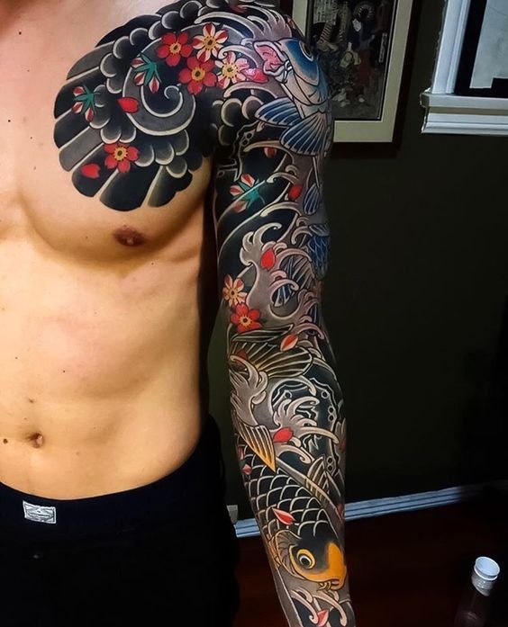 Koi Fish and Warrior’s Strength Tattoo Design