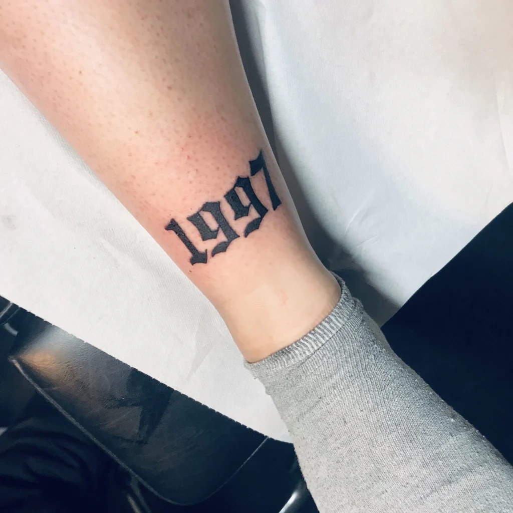 1997 in Bold Blackletter Style Tattoo Design