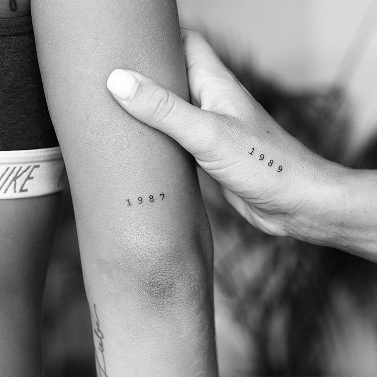 Birth Year Paired with Delicate Butterfly Tattoo Design