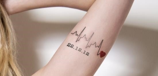 Heartbeat with Date Tattoo Design