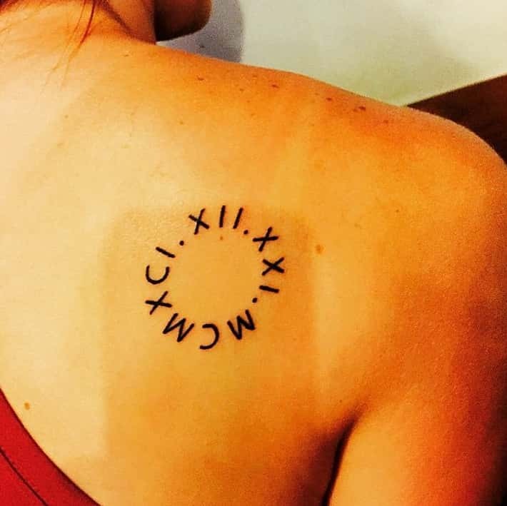 Minimalist Roman Numeral Circle Tattoo Design