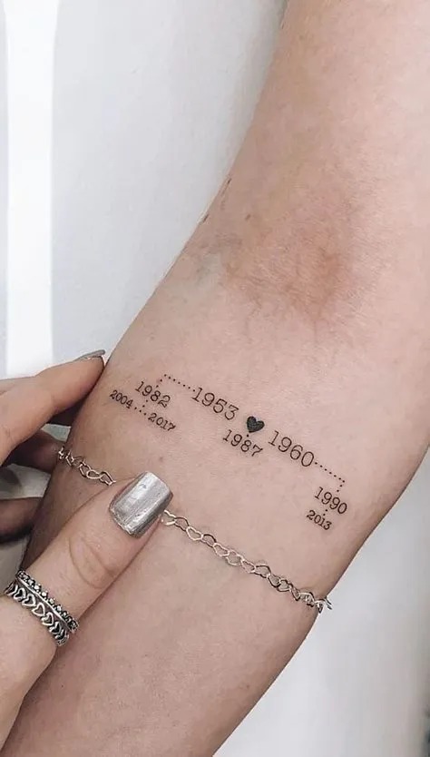 Modern Family Milestone Timeline Tattoo Design