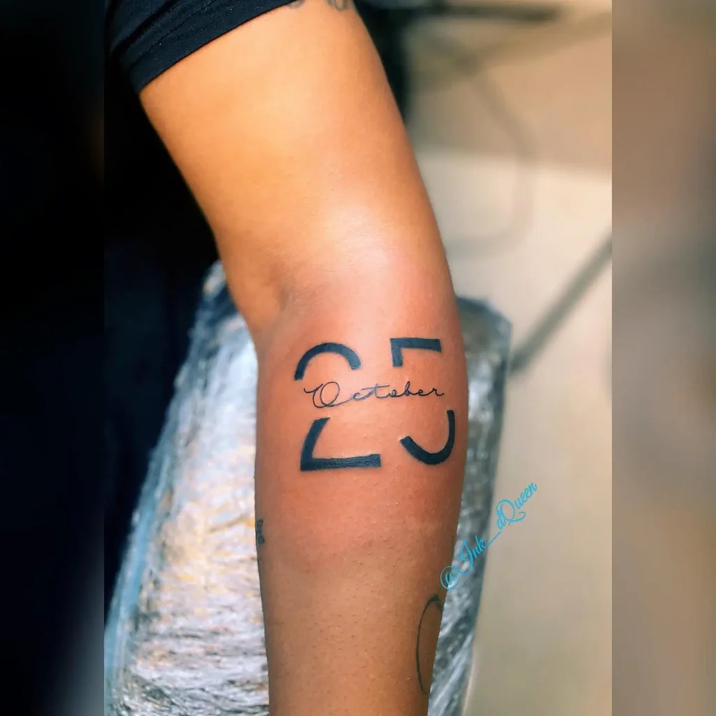 October 25: A Minimalist Date Composition Tattoo Design
