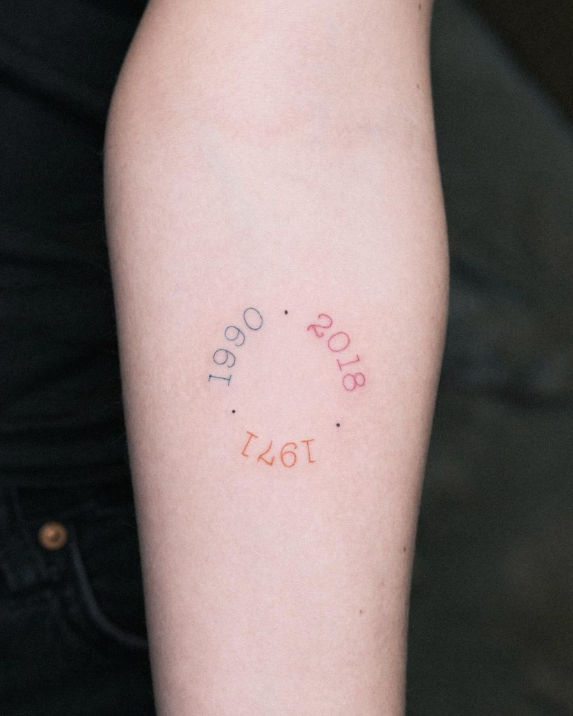Small Family Dates with Heart Tattoo Design