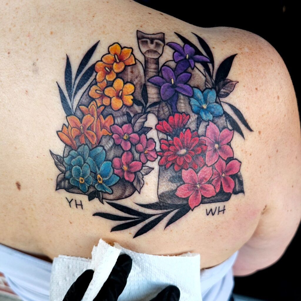 Faith in Bloom: YHWH Floral Tattoo Tattoo Design