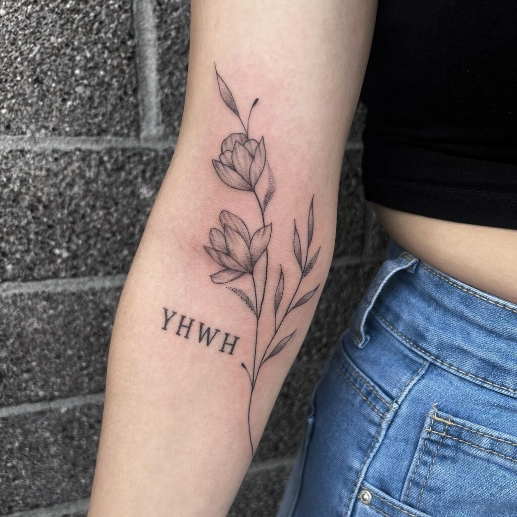 YHWH and the Rose Tattoo Design