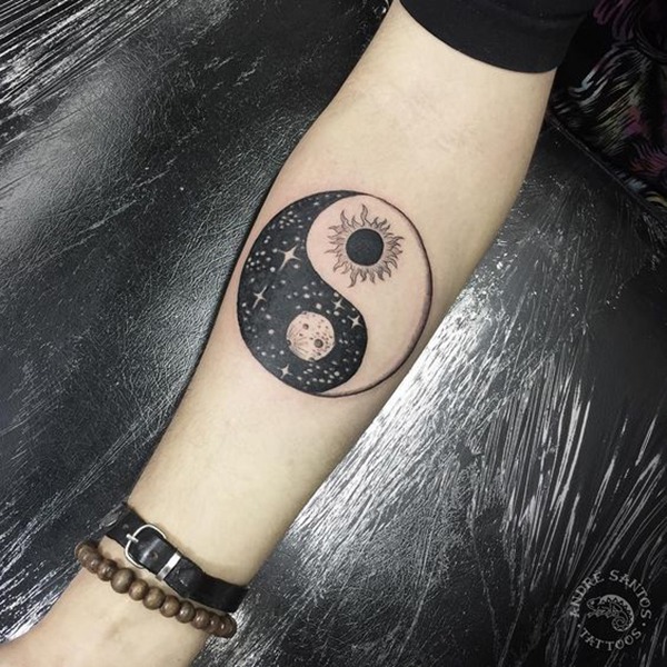 Black Sun with Moon & Stars Yin Yang Tattoo Design Tattoo Design