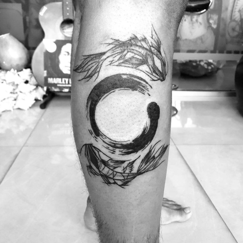 Black & White Yin-Yang Sketch Tattoo Tattoo Design