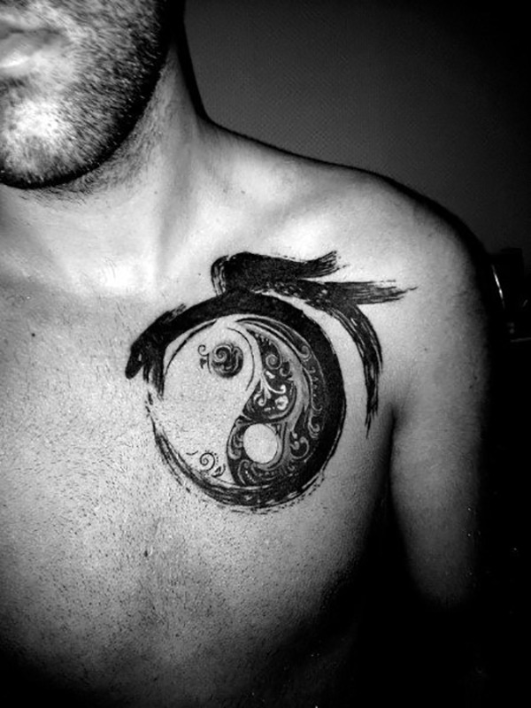 Brushstroke Yin-Yang Ouroboros Dragon Tattoo Tattoo Design