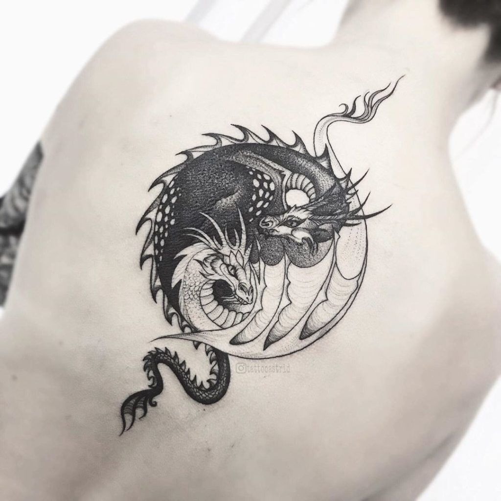Dragons Black and White Yin-Yang Tattoo Tattoo Design
