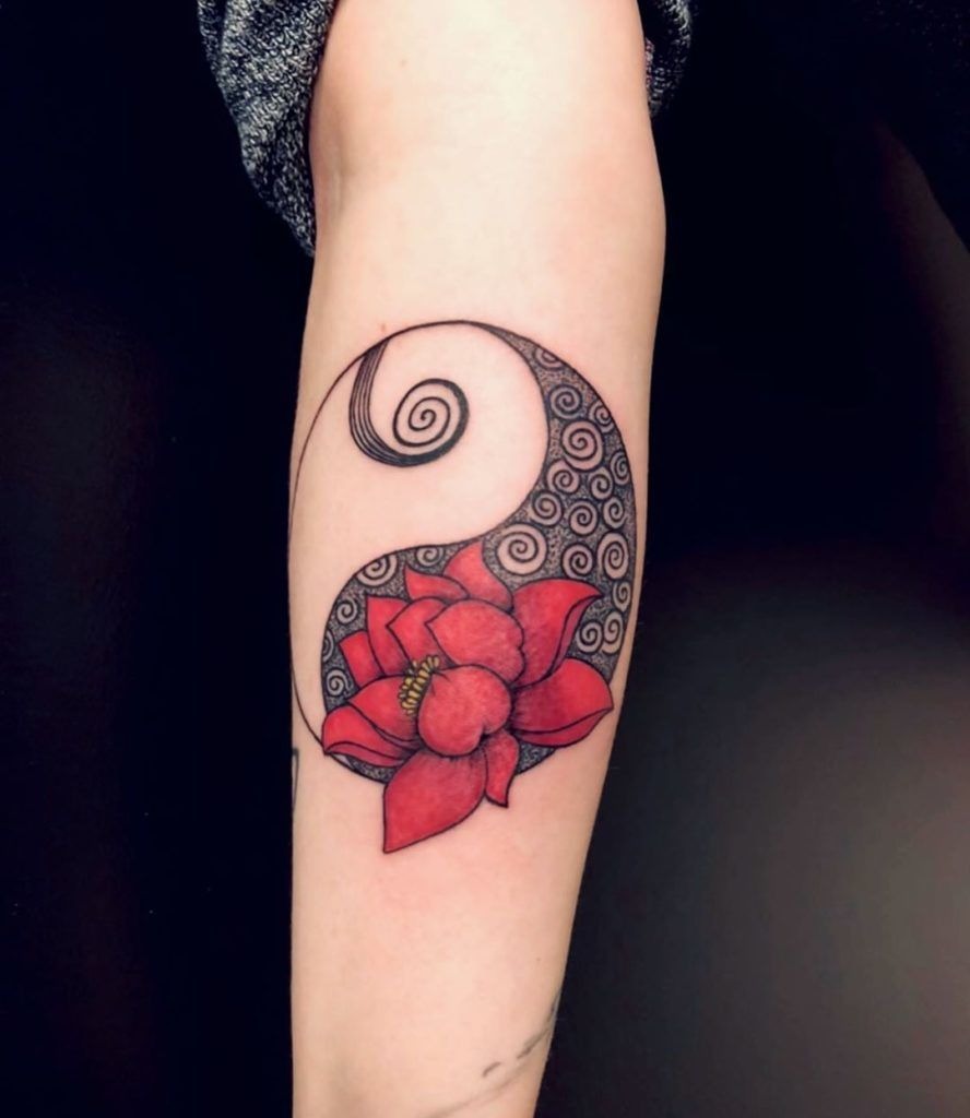 Lotus and Swirls Yin-Yang Tattoo Tattoo Design