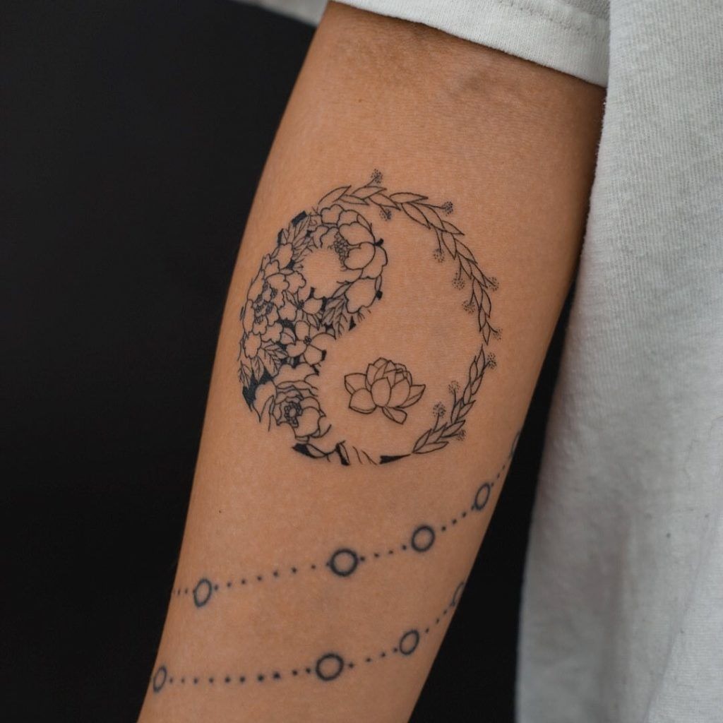 Lotus Flower Leaf Yin-Yang Tattoo Tattoo Design