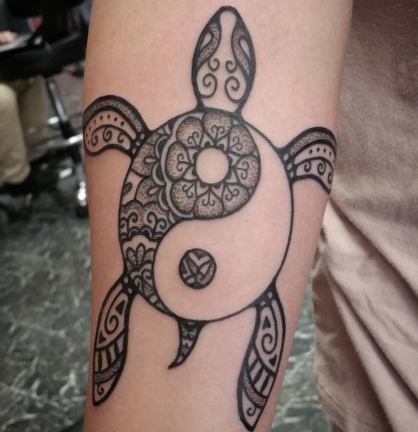 Paisley Flower Turtle Yin-Yang Tattoo Tattoo Design