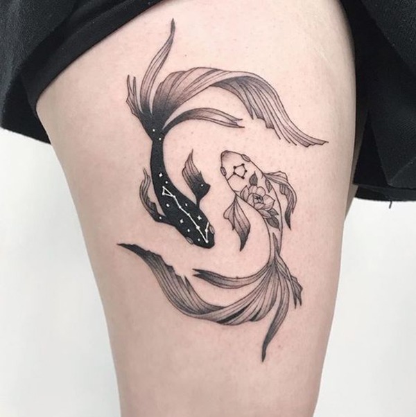 Pisces Constellation Yin-Yang Koi Fish Tattoo Tattoo Design