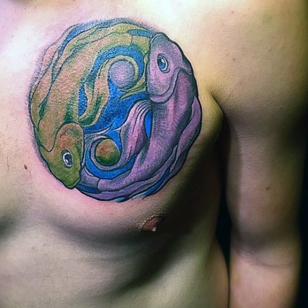 Purple and Green Fish Yin-Yang Tattoo Tattoo Design