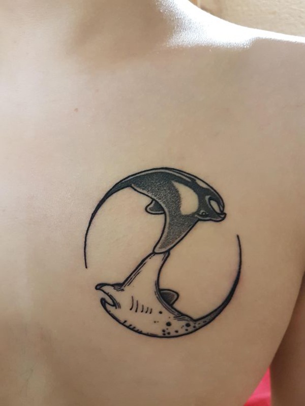 Simple Manta-Ray Yin-Yang Tattoo Tattoo Design