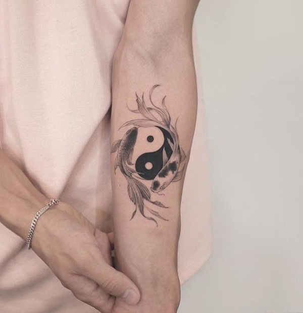 Swimming Koi Fish Yin-Yang Tattoo Tattoo Design