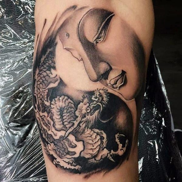 Tattoo Idea: Yin-Yang Dragon and Buddha Tattoo Tattoo Design