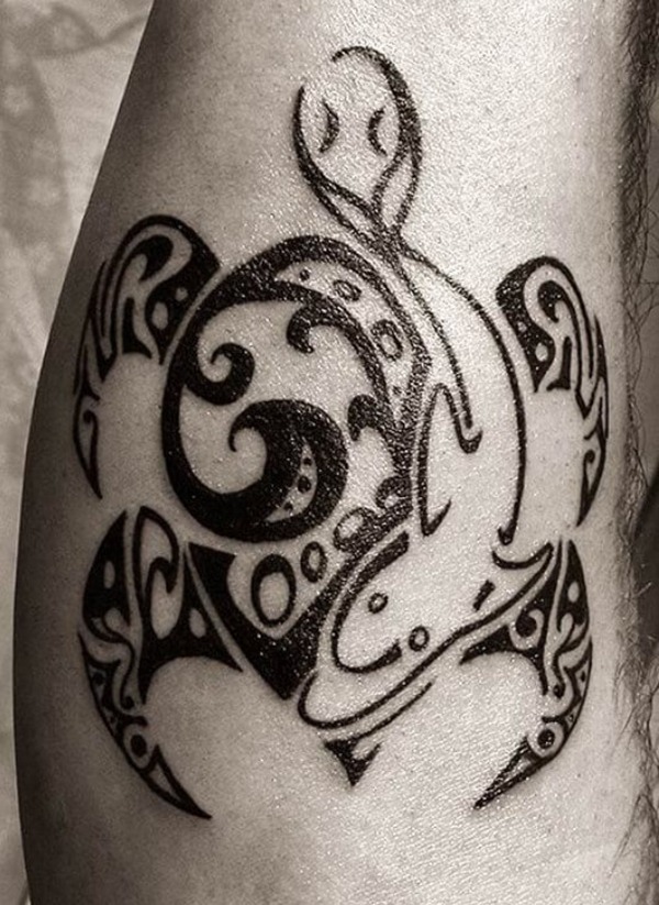 Tribal Turtle Line Yin-Yang Tattoo Tattoo Design