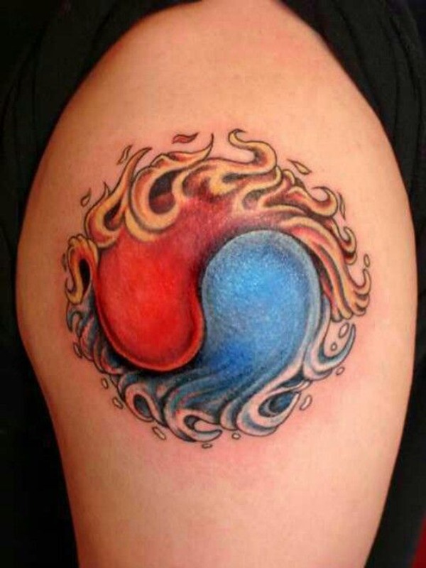 Water and Fire Yin-Yang Abstract Tattoo Tattoo Design