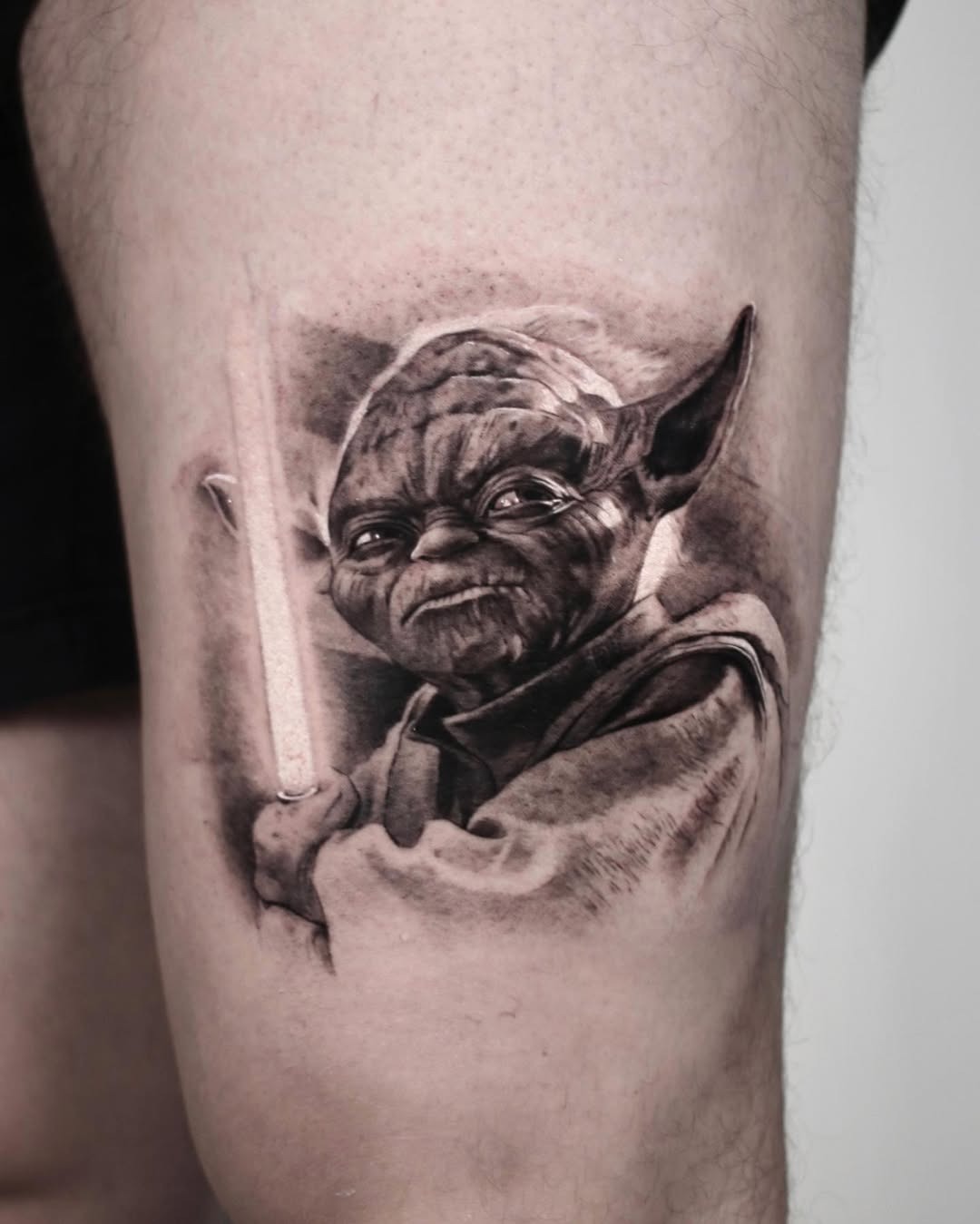 Artistic Yoda Tattoo with a Unique Twist Tattoo Design