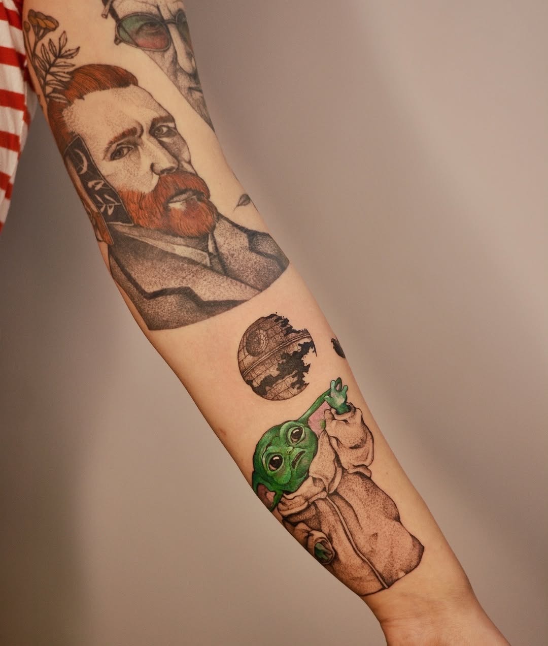 Unique Yoda Tattoo with Vintage Influences Tattoo Design