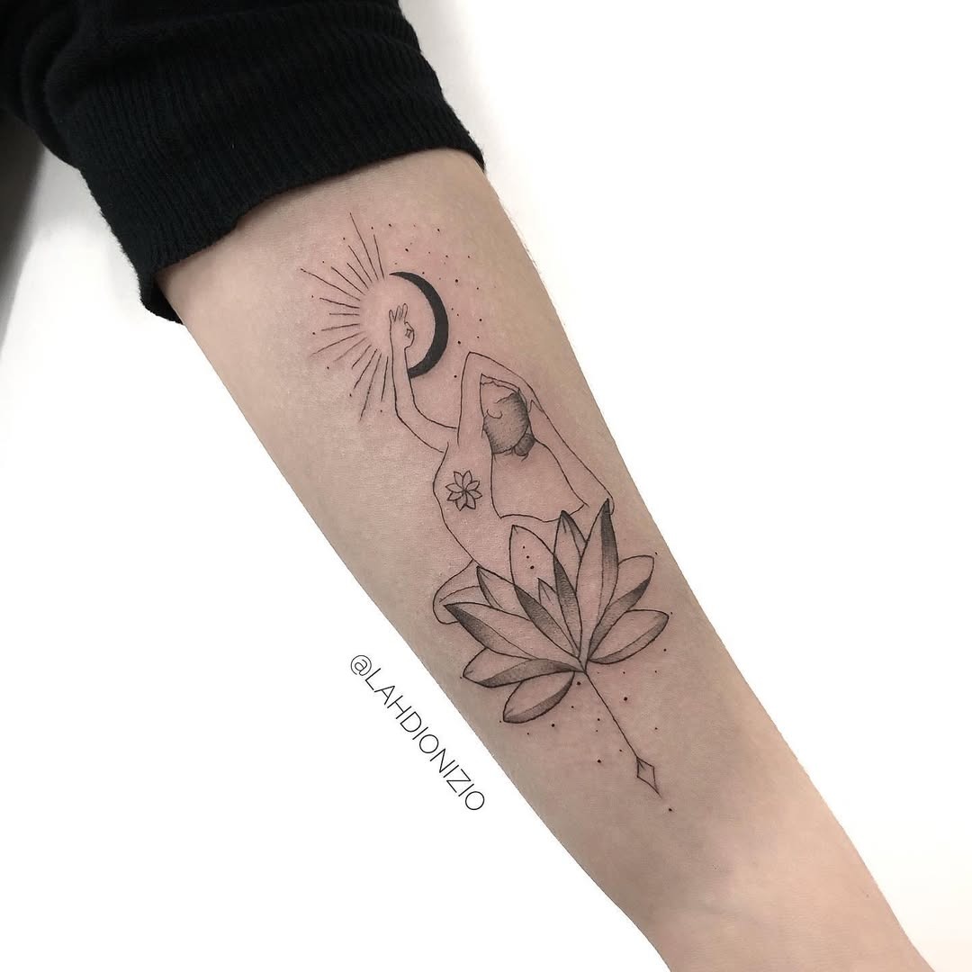 A graceful hand holding a blooming lotus tattoo Tattoo Design