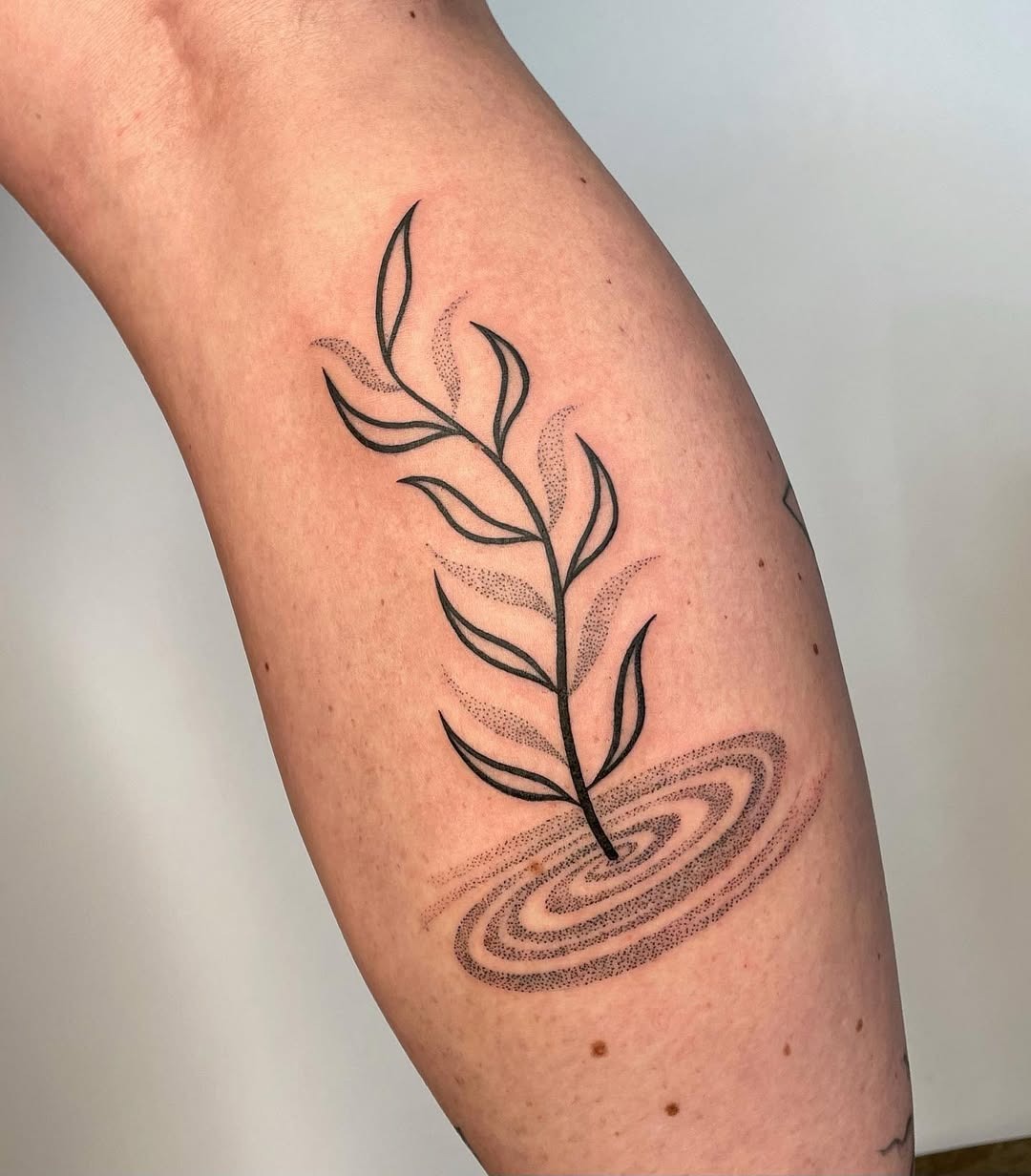 A soothing leaf design perfect for yogis. Tattoo Design